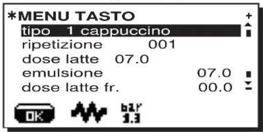 La Cimbali S39 TE - Menu tasto - Sezione Cappuccino - 1