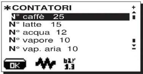 La Cimbali S39 TE - Menu DATI: CONTATORI - 2