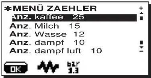 La Cimbali S39 TE - Datenmenu: ZAHLER - 2