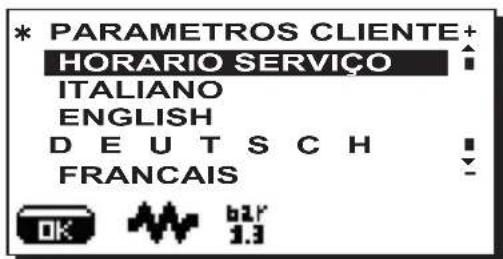 La Cimbali S39 TE - Menu PARÂMETROS CLIENTE - 1