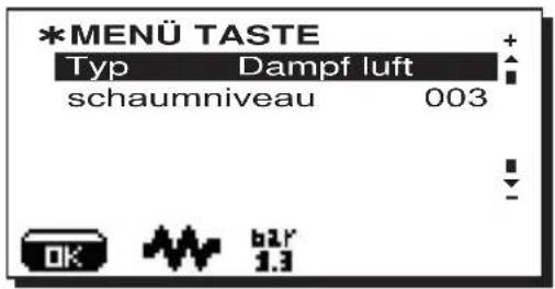 La Cimbali S39 TE - Menu Taste - Selection Dampf luft (falls vorgesehen) - 1