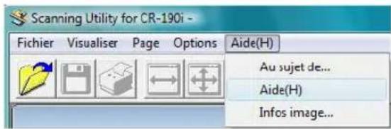 Scanning Utility for CR-190i - Fichier Visualiser Page Options Aide(H) Au sujet de... Aide(H) Infos image...