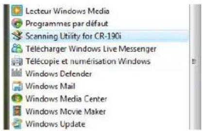 Lecteur Windows Media Programmes par défaut Scanning Utility for CR-190i Télécharger Windows Live Messenger Télécopie et numérisation Windows Windows Defender Windows Mail Windows Media Center Windows Movie Maker Windows Update