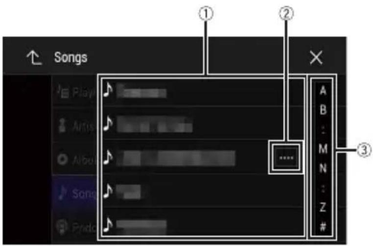 PIONEER AVICZ1000DAB - Utilisation des écrans de liste - 1