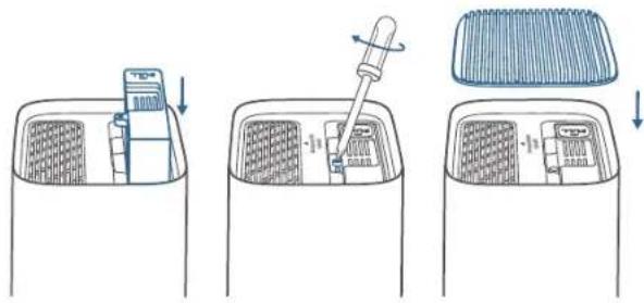 Diagram illustrating the step-by-step process of a device's internal structure, showing component insertion and cleaning steps.