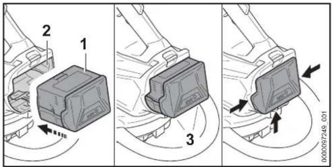 STIHL SHA56 - Accu plaatsen - 1