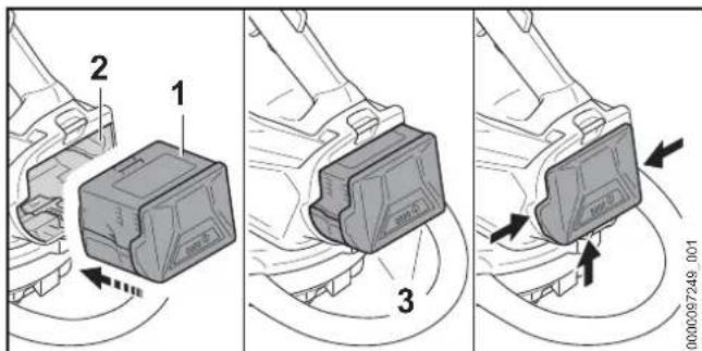 STIHL SHA56 - Inserire la batteria - 1