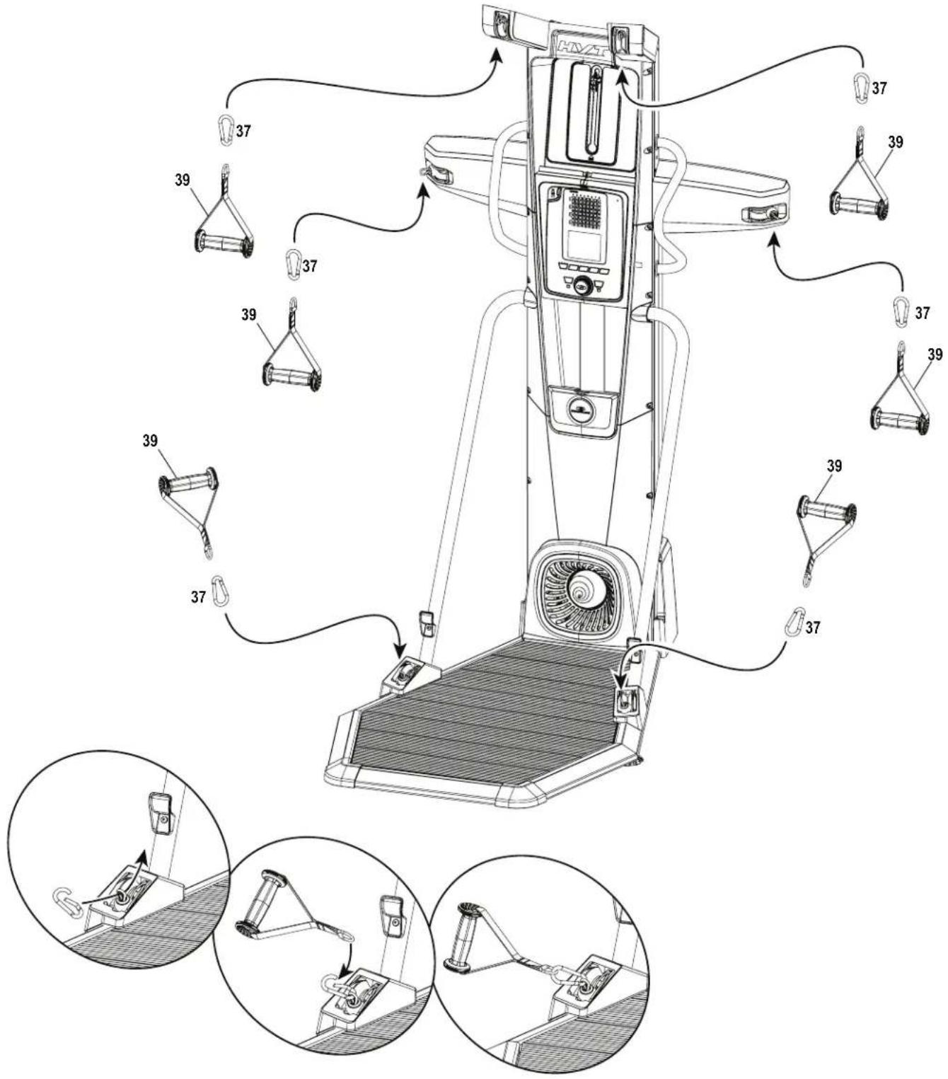 BOWFLEX HVT - Attachez précautionneusement les poignées aux cordes. - 1