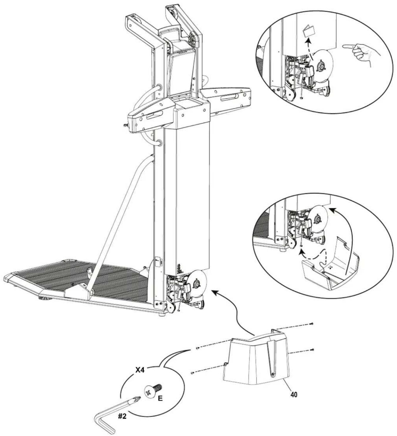 BOWFLEX HVT - Connectez les câbles d'alimentation et arrimez le cache arrière inférieur au châssis. - 1