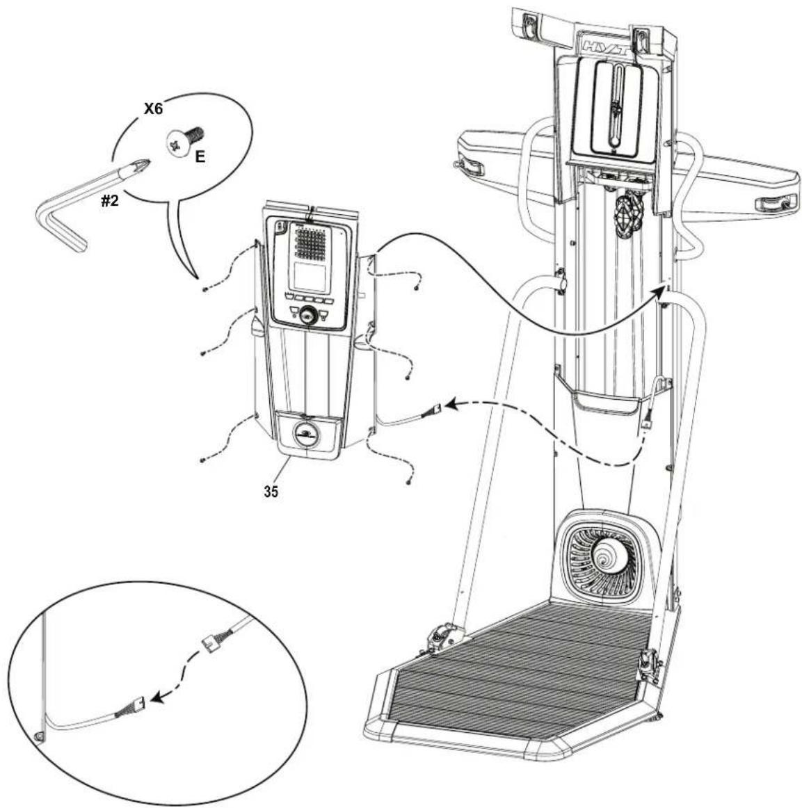 BOWFLEX HVT - Connectez les câbles et arrimez la console au châssis. - 1
