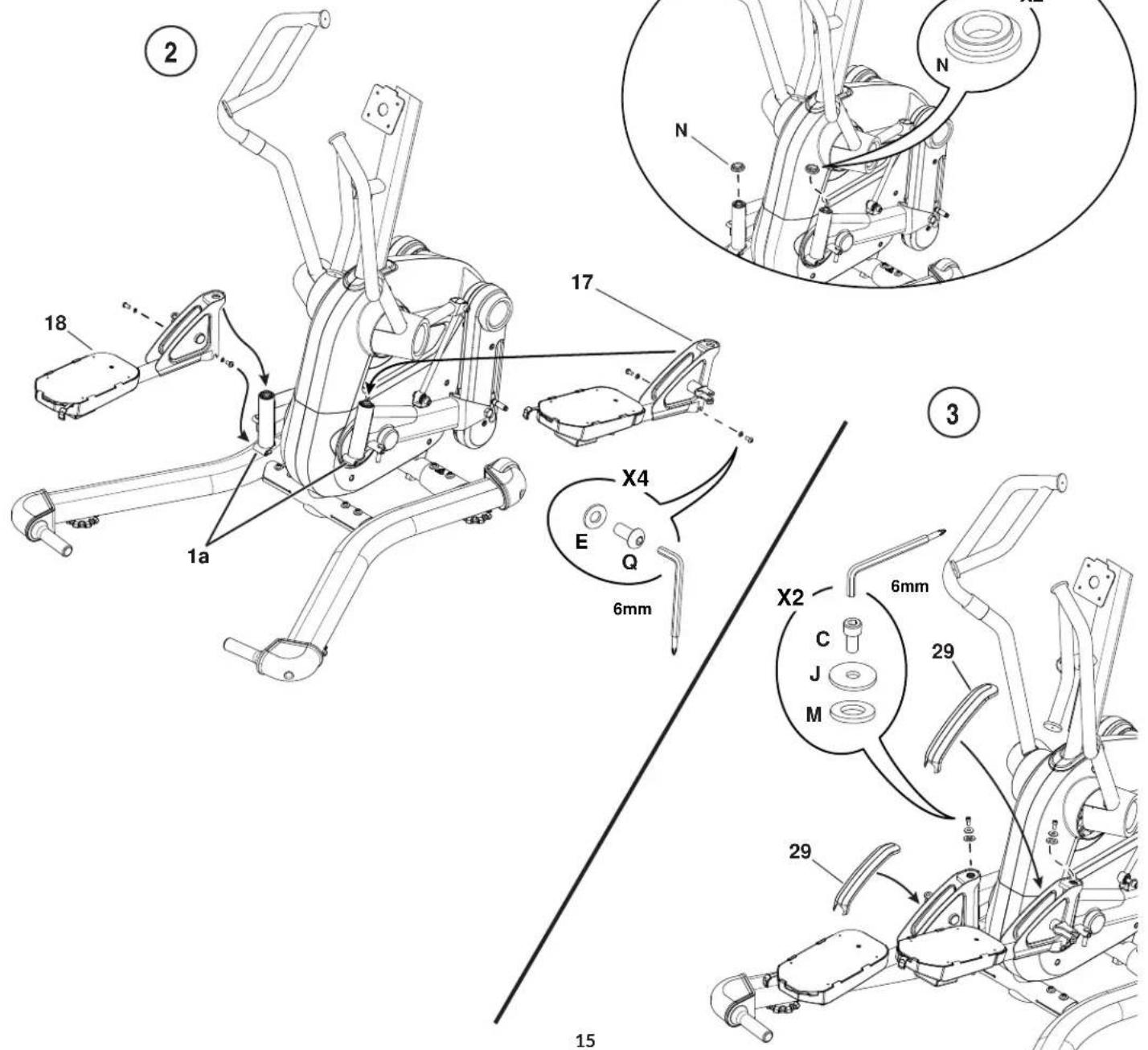 BOWFLEX LateralX LX5i - Arrimez les bras de pédale aux pédaliers/manivelles du pédalier - 2