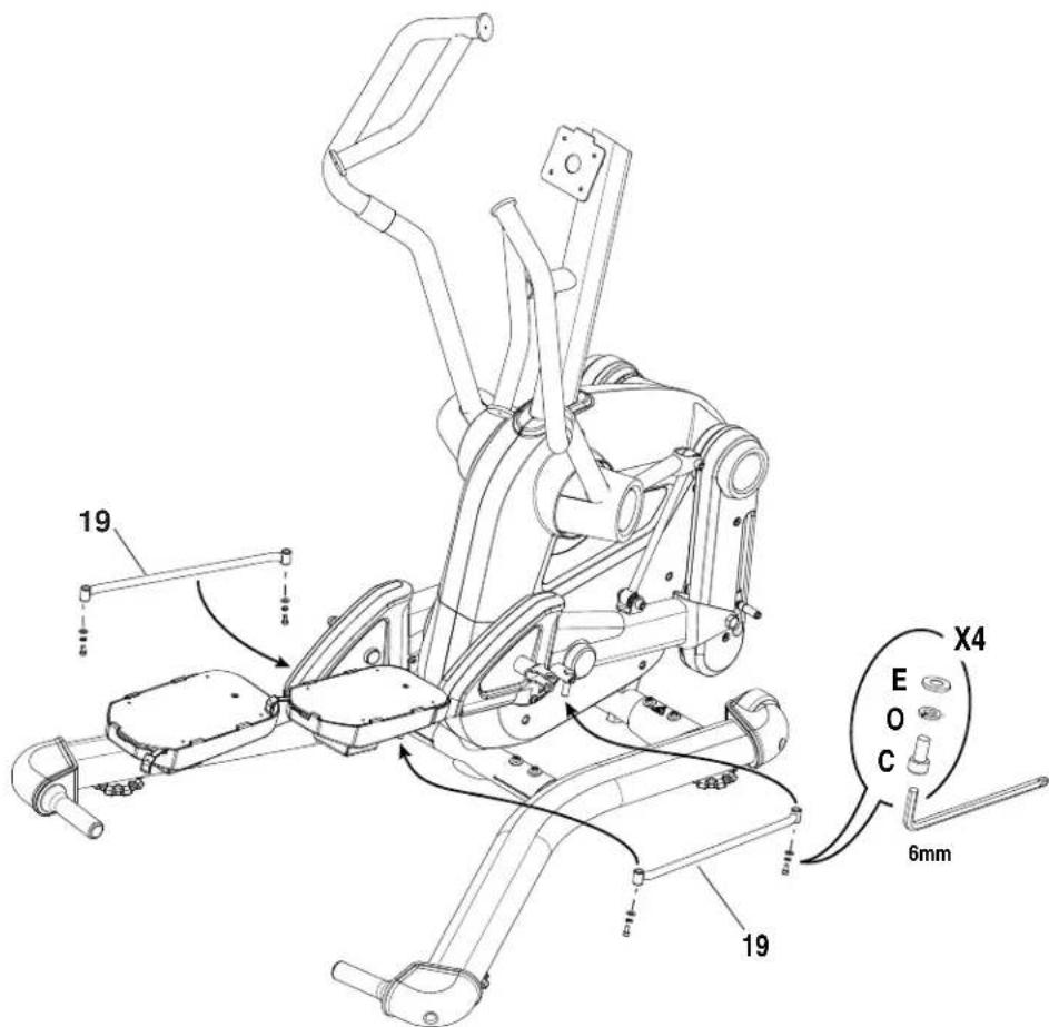 BOWFLEX LateralX LX5i - Arrimez les tiges parallèles aux bras de pédale et aux pédaliers/manivelles du pédalier - 1