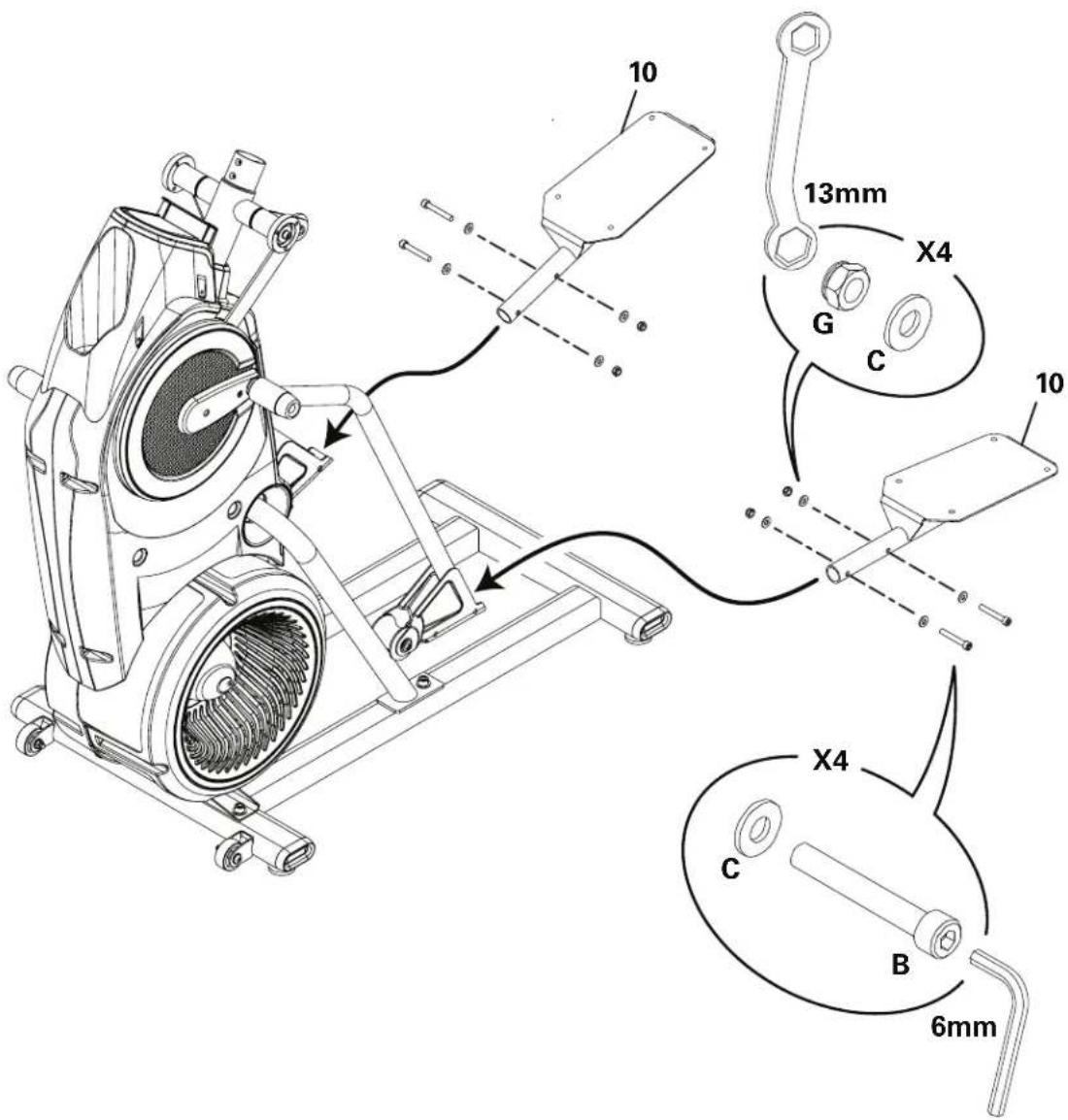BOWFLEX Max Trainer M3i - Arrimez les pédales au châssis - 2