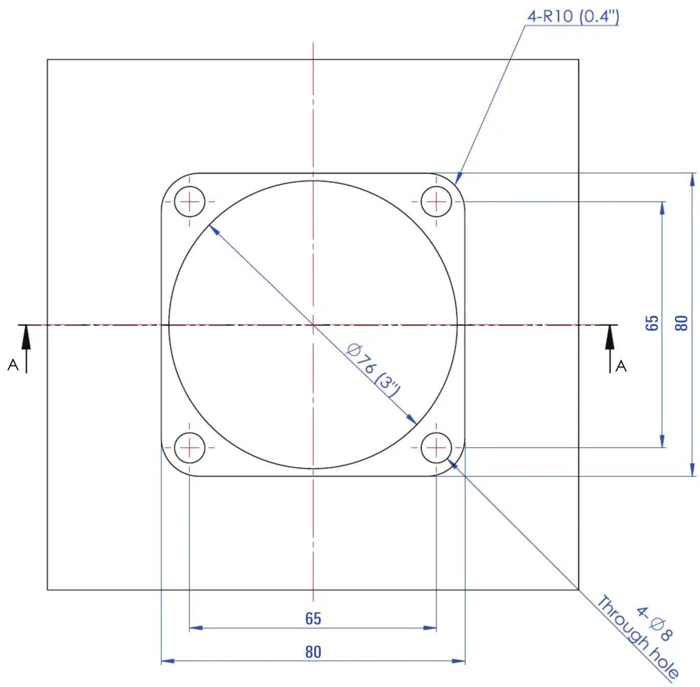 AUDIO TECHNICA 50IUFM04 - Table top hole cut dimensions - 1
