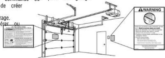 LIFT-MASTER 85870 - Cabler la commande de porte à l'ouvre-porte de gaager les étiquettes d'avertissement - 2