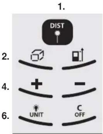 1. DIST 2. + - UNIT C OFF 4. 6.