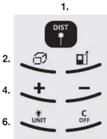 1. DIST 2. + - UNIT C OFF 4. 6.