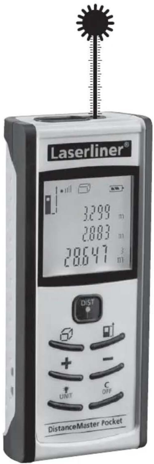 Laserliner® 3.299 m 2.083 m 28.647 m DIST + - UNIT C OFF DistanceMaster Pocket