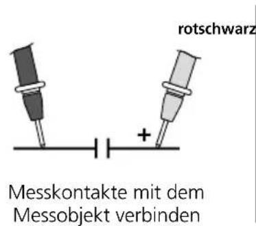 rotschwarz Messkontakte mit dem Messobjekt verbinden