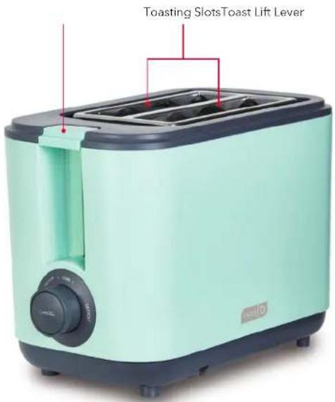 Dash Easy Toaster DEZT001AQ - PARTS & FEATURES - 1