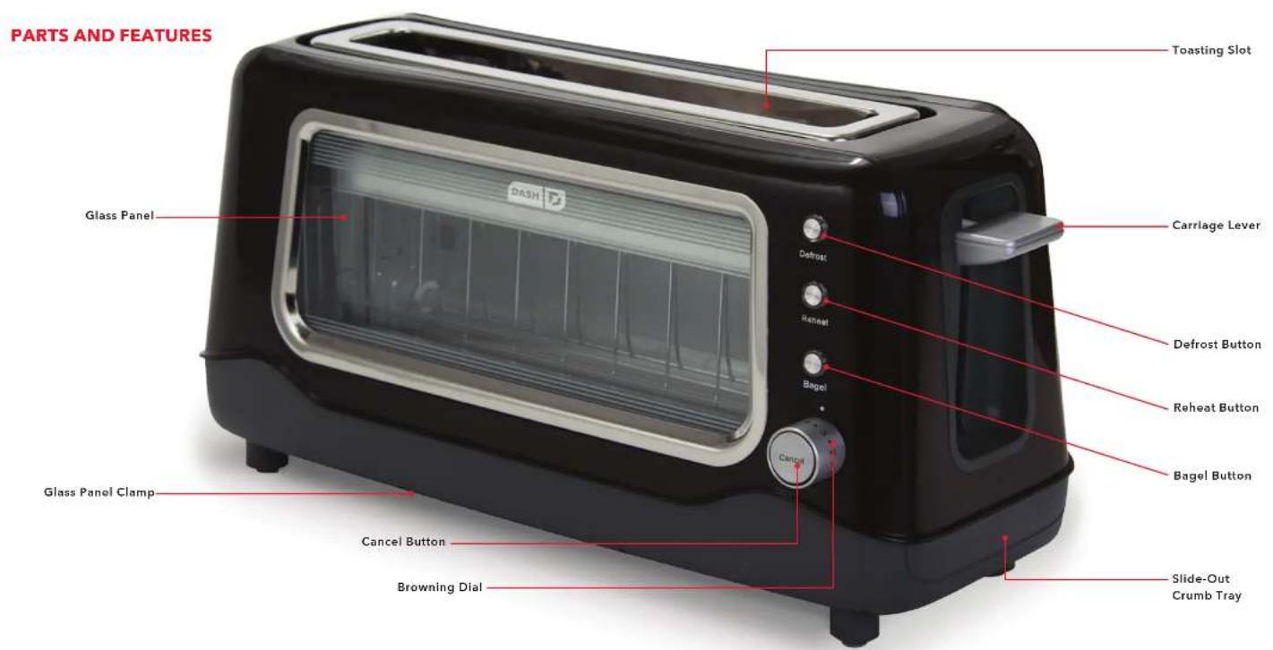 Dash Clear View Toaster DVTS501AQ - GARANTIES IMPORTANTES: VEUILLEZ LIRE ET CONSERVER CE MODE D'EMPLOI ET D'ENTRETIEN - 1