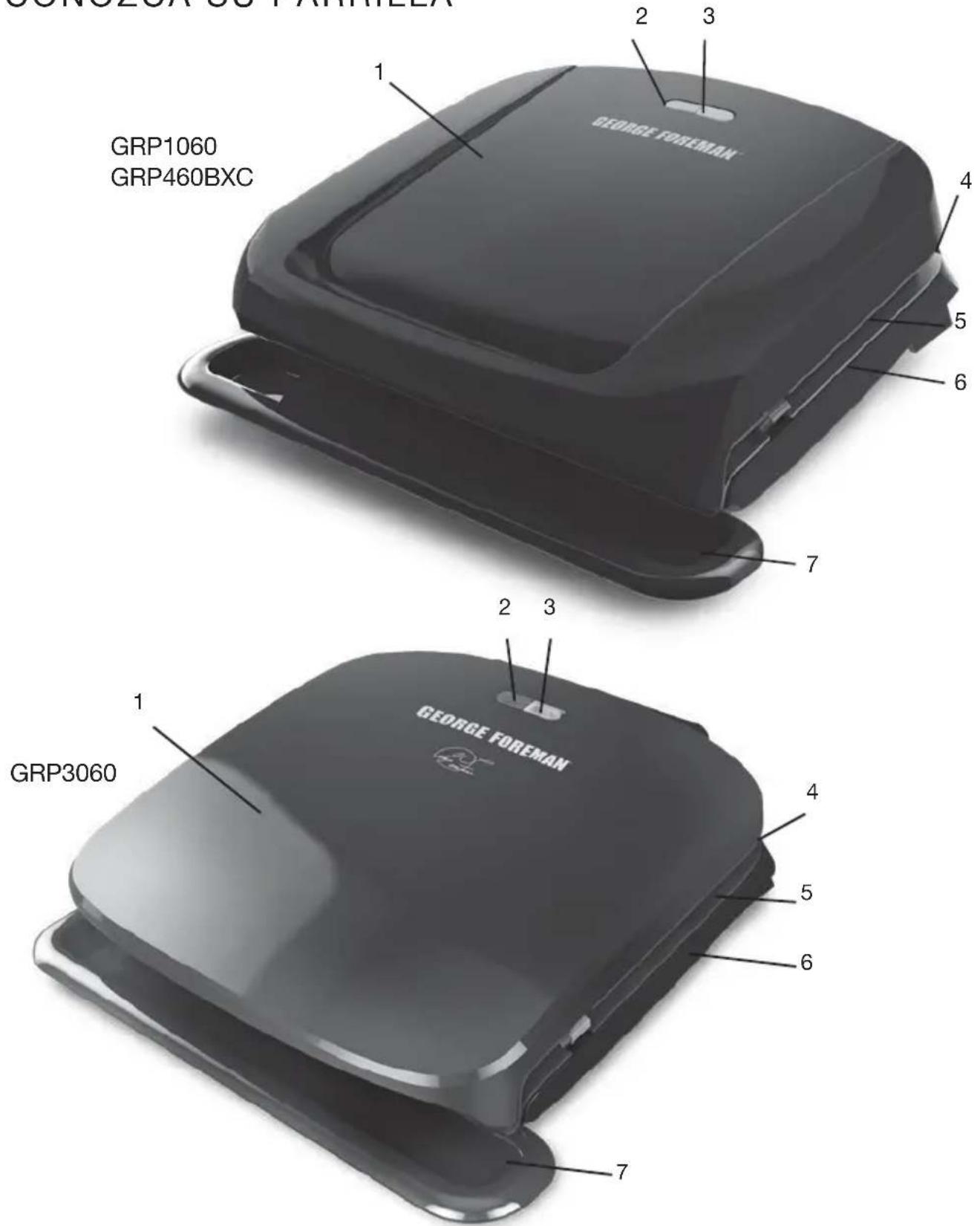 CONOZA 05 PARIELA GRP1060 GRP460BXC 1 2 3 4 5 6 7 2 3 1 2 3 4 5 6 GEORGE FOREMAN GRP3060