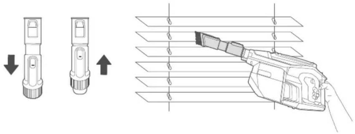 Diagram illustrating the process of lifting a device into a target, with labeled parts and directional arrows.