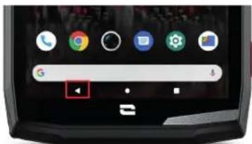 Screenshot of an Android home screen showing app icons and a play button with a red play icon