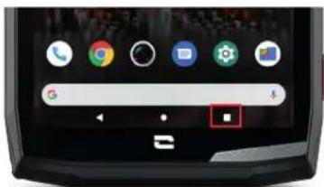 Smartphone home screen displaying app icons and a status bar with a red square icon