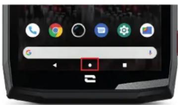 Smartphone home screen displaying app icons and a status bar with a red button