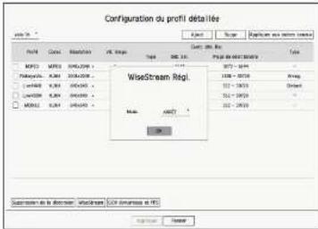 Configuration du profil détaillée File No.: 10 Format: Format Name: MFS3 Size: 250x250x250 Type: All Type Page de text format WiseStream Regl. Name: All? ? OK Supérieure du terrain: VisualStream / CIV d'actions et FPs OK Cancel Help