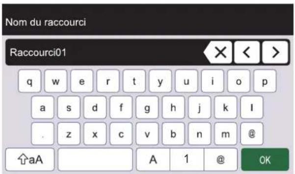 Nom du raccourci Raccourci01 q w e r t y u i o p a s d f g h j k l . z x c v b n m @ ↑aA A 1 @ OK