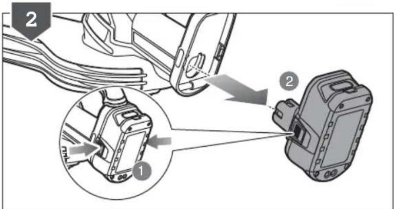 Diagram showing car seat assembly with labeled parts and zoomed-in detail view