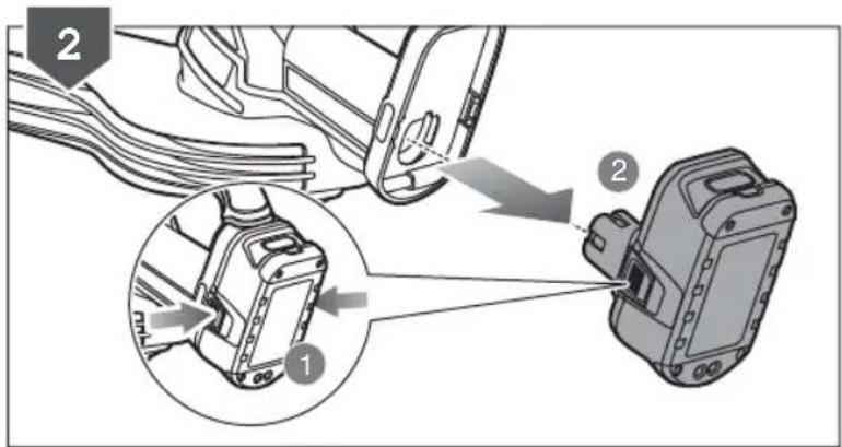 Diagram showing car seatbelt assembly with labeled parts and zoomed-in detail view