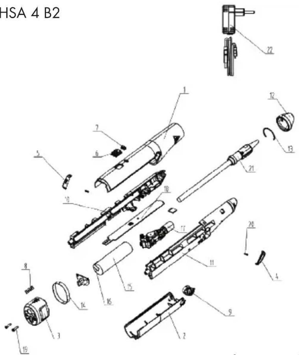 PARKSIDE PMHSA 4 B2 - Explosionszeichnung • Exploded Drawing Vue éclatée • Explosietekening Rysunek samorozwijający • Rozvinuté náčrtky • Výkres náhradných dielov Eksplosionstegning • Plano de explosión - 1