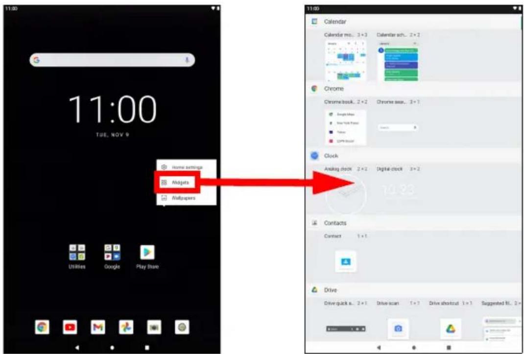 11:00 TUE, NOV 9 Home settings Widgets Wallpapers Utilities Google Play Store Calendar Calendar mo... 3 x 3 Calendar sch... 2 x 2 Chrome Chrome book... 2 x 2 Chrome wear... 3 x 3 Clock Analog clock 2 x 2 Digital clock 3 x 2 Contacts Contact 1 x 1 Drive Drive quick s... 2 x 1 Drive scan 1 x 1 Drive shortcut 1 x 1 Suggested ML... 2 x
