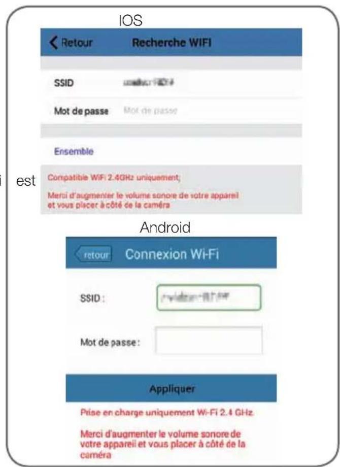 IOS < Retour Recherche WIFI SSID usdscn-140# Mot de passe Mot de passe Ensemble est Compatible WiFi 2.4GHz uniquement; Merui d'augmenter le volume sonore de votre appareil et vous placer à côté de la caméra Android retour Connexion Wi-Fi SSID : Mot de passe : Appliquer Prise en charge uniquement Wi-Fi 2.4 GHz. Merui d'augmenter le volume sonore de votre appareil et vous placer à côté de la caméra