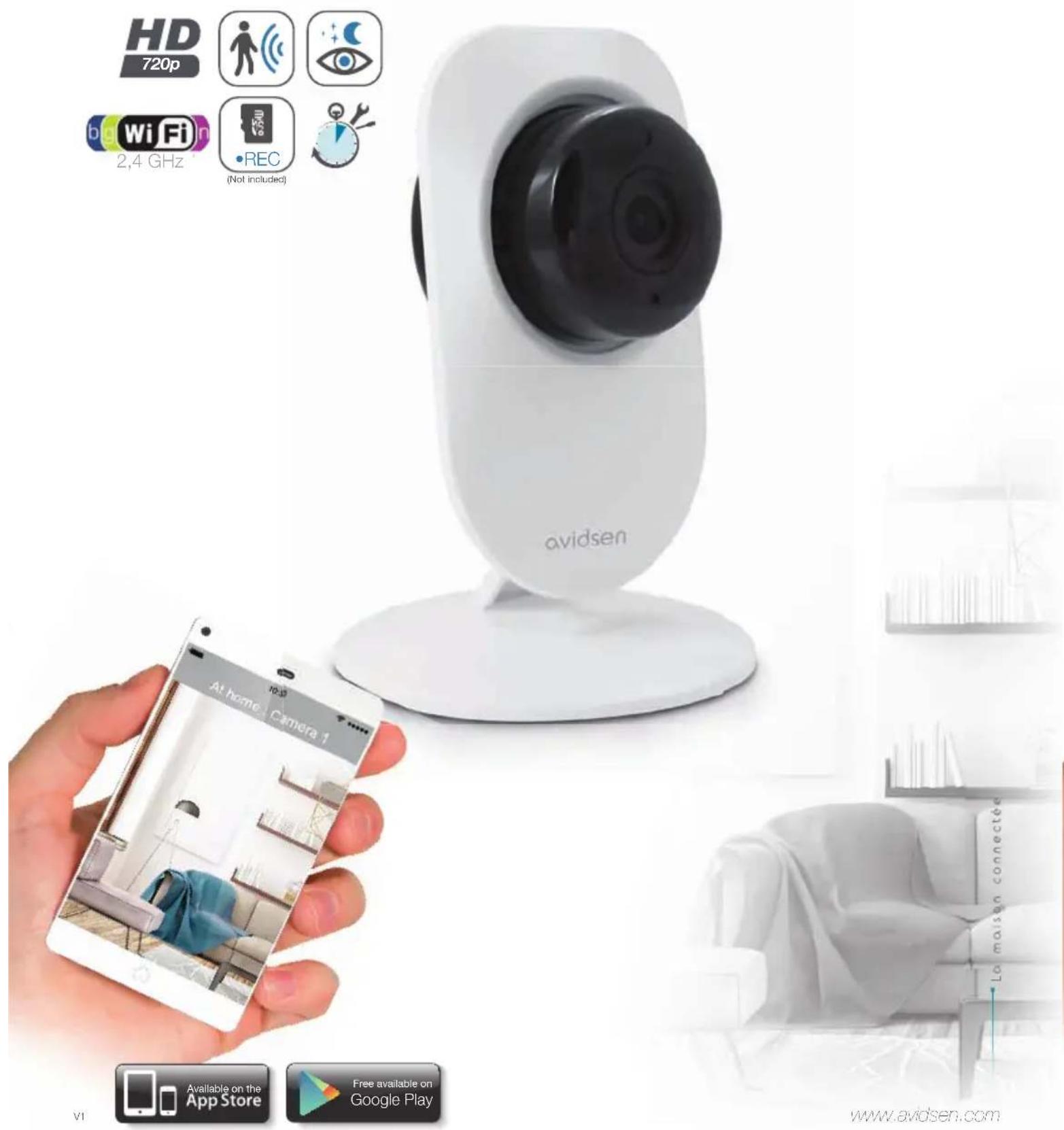 AVIDSEN IPC380i - FR Caméra IP WiFi 720P - 1