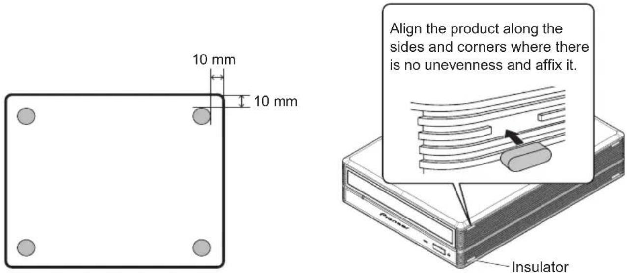 PIONEER BDRX13UBK - Affixing the insulators (recommended affixing example) - 1