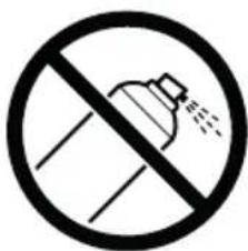 Prohibition sign showing a showerhead crossed out by a diagonal line, indicating no spray or disinfection.