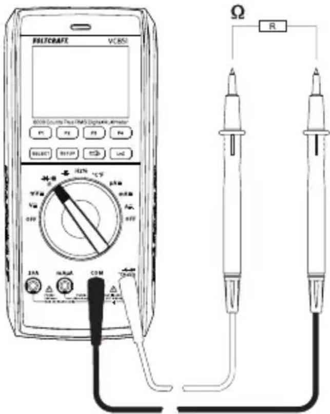 VOLTCRAFT VC851 - Follow the steps below to measure the resistance: - 1