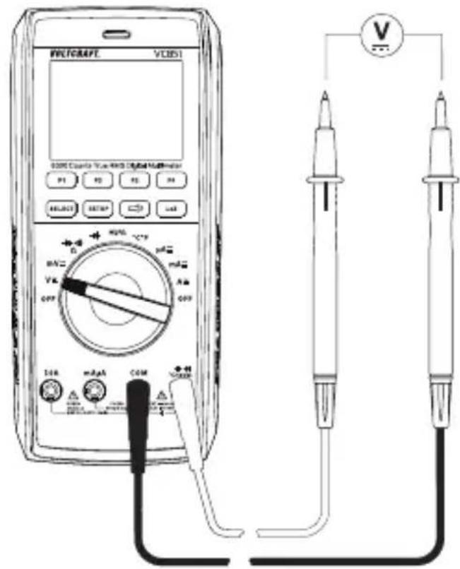 VOLTCRAFT VC851 - Meten van gelijkspanning "V" - 1