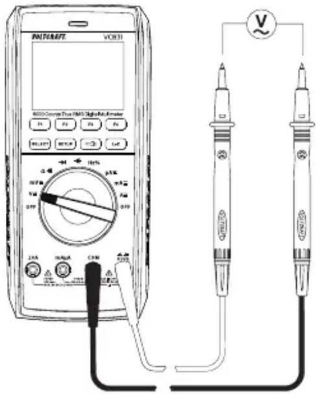 VOLTCRAFT VC831 - Mesure de la tension alternative « V » - 1