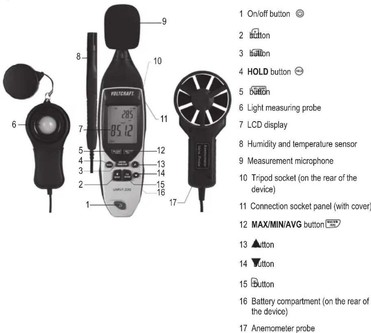 VOLTCRAFT UM51 200 - Operating elements - 1