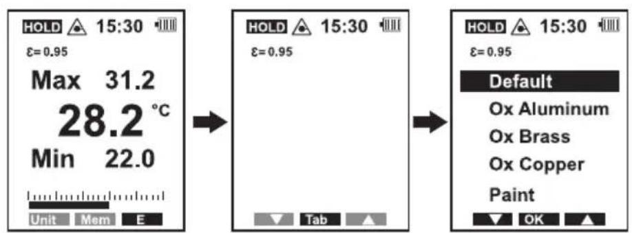 VOLTCRAFT IR 120150D - Emissionsgrad einstellen - 2