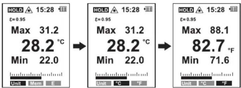 VOLTCRAFT IR 120150D - Temperatureinheit einstellen - 1