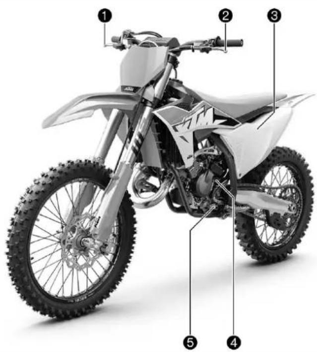 KTM 125 SX (2023) - Vue avant gauche du véhicule (représentation simplifiée) - 1