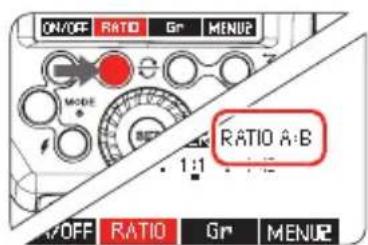 ON/OFF RATIO Gr MENUE MODE RATIO A:B 1:1 OFF RATIO Gr MENUE