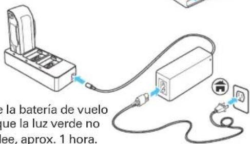 e la batería de vuelo que la luz verde no ee, aprox. 1 hora.