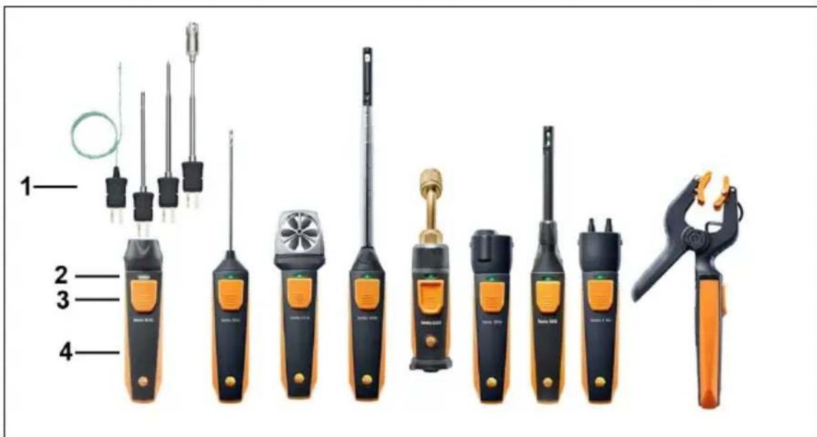 Testo 410i - Vue d'ensemble des smart probes - 1
